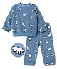 Mark & Mia Raglan Full Sleeves Co-Ords T-Shirt & Pyjama Winter Wear Night Suit with Animal Print - Blue