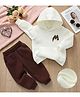 Mark & Mia Full Sleeves Hooded Winter Wear Suit With Varsity Print - White
