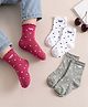 Cute Walk by Babyhug Knit Ankle Length Antibacterial Socks With Bow & Polka Dot Design Pack Of 3 - Dark Pink White & Grey