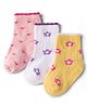 Cute Walk by Babyhug Knit Ankle Length Antibacterial Socks with Floral Design - Pink & Yellow