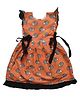 LITTLE INDIAN Cotton Woven Frill Sleeves Porcupine Printed Dress - Peach