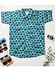 LITTLE INDIAN Cotton Woven Half Sleeves Sunglasses Printed Shirt - Green