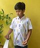 LITTLE INDIAN Cotton Woven Half Sleeves Hot Air Balloon Printed Shirt - White