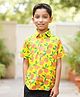 LITTLE INDIAN Cotton Woven Half Sleeves Lemon Printed Shirt - Yellow