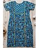 LITTLE INDIAN Cotton Woven Half Sleeves Floral Printed Kurti - Blue
