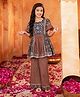 LIL PITAARA Pure Cotton Woven Half Sleeves Abstract Printed & Gota Lace Embellished Kurti & Palazzo Set - Blue