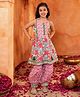 LIL PITAARA Pure Cotton Woven Sleeveless Chevron & Floral Printed Kurti & Salwar Set - Multi Colour