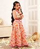 LIL PITAARA Pure Cotton Woven Sleeveless Floral Printed & Gota Lace Embellished Lehenga & Choli With Dupatta Set - Orange
