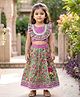 LIL PITAARA Pure Cotton Woven Sleeveless Floral Printed Lehenga & Choli Set - Purple