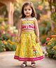 LIL PITAARA Pure Cotton Woven Sleeveless Floral Printed & Gota Lace Embellished Lehenga & Choli Set - Yellow