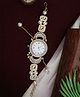 Kamule Pearls & Stones Embellished Bracelet Watch - Cream & Golden