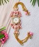 Kamule Kundan Embellished Floral Designed Bracelet Watch - Pink & Gold