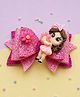 Kamule Girl & Glittered Bow Applique Detailed Alligator Clip - Pink