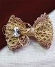 Kamule Floral & Crochet Bow Applique Detailed Alligator Hair Clip - Gold