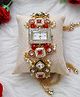 Kamule Kundan & Pearls Embellished Bracelet Watch - Multi Colour & Gold