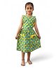 LITTLE INDIAN Cotton Woven Sleeveless Whale Printed Dress - Green