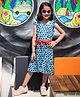 LITTLE INDIAN Cotton Woven Frill Sleeves Sunglasses Printed Dress - Blue