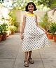LITTLE INDIAN Cotton Woven Sleeveless Elephant Printed Dress - White