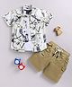 LTZ CLUB Textile Knit Half Sleeves Abstract Printed Shirt & Shorts Set With Tee - Pista Green
