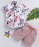 LTZ CLUB Textile Knit Half Sleeves Abstract Printed Shirt & Shorts - Onion