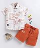 LTZ CLUB Textile Knit Half Sleeves Abstract Printed Shirt & Shorts - Rust