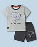 Mini Donuts Single Jersey Knit Half Sleeves T-Shirt & Shorts Set With Stripes & Elephant Print - Green