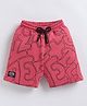 giniekids Cotton Knit Abstract Printed Shorts - Coral