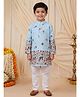 BT DEZINES Rayon Woven Full Sleeves Floral Embroidered Sequins Embellished Kurta & Pyjama Set - Light Blue
