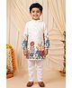 BT DEZINES Rayon Woven Full Sleeves Sequins Embellished Elephant & Floral Printed Kurta & Pyjama Set - Off White