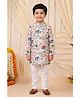 BT DEZINES Rayon Woven Full Sleeves Elephant Floral & Trees Printed Kurta & Pyjama Set - Peach