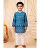 BT DEZINES Premium Rayon Woven Full Sleeves Bandhani Embroidered Kurta & Pyjama Set - Teal Blue
