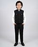 BT DEZINES Lycra Woven Full Sleeves Solid Shirt & Trousers With Waistcoat Set - Black