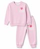 Smarty Girls Knitted Winter Full Sleeves Winter Wear Co-ords Suit With Text Print - Pink