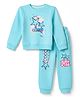 Smarty Girls Knitted Winter Full Sleeves Winter Wear Suit With Text Print - Aqua Blue