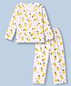 Smarty Girls Knit Full Sleeves Shirt & Pyjama Night Suit Co-Ords Set With Lemon Print - White