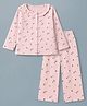 Smarty Girls Knit Full Sleeves Co-Ords Top & Pyjama Night Suit with Floral Print - Pink