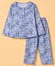 Smarty Girls Co-ord Full Sleeves Top & Pajama Set with Floral Print - Lavender