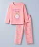 Smarty Girls Knit Full Sleeves T-Shirt & Pyjama Night Suit with Snooze the Day Away Print - Fuchsia