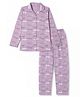 Smarty Girls Knit Full Sleeves Co-Ords Shirt & Pyjama Night Suit with Text Print - Lilac