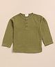 Cot & Candy Muslin Woven Full Sleeves Solid Tee - Olive Green