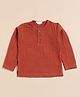 Cot & Candy Muslin Woven Full Sleeves Solid Tee - Red