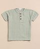 Cot & Candy Muslin Woven Half Sleeves Solid Tee - Light Green