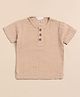 Cot & Candy Muslin Woven Half Sleeves Solid Tee - Beige