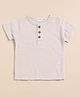 Cot & Candy Muslin Woven Half Sleeves Solid Tee - Cream