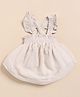 Cot & Candy Muslin Woven Frill Sleeves Solid Smock Detailed Dress - Cream