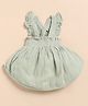 Cot & Candy Muslin Woven Frill Sleeves Solid Smock Detailed Dress - Light Green
