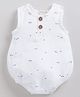 Cot & Candy Muslin Woven Sleeveless Abstract Printed Onesie - White