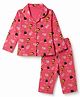 Smarty Girls Knit Full Sleeves Co-Ords Shirt & Pyjama Night Suit with Ice-Cream Print - Dark Pink