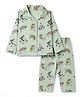 Smarty Girls Knit Full Sleeves Co-Ords Shirt & Pyjama Night Suit with Unicorn & Text Print - Sea Green