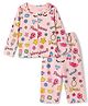 Smarty Girls Knit Full Sleeves Shirt & Pyjama Co-Ords Set With Text Print - Baby Pink
